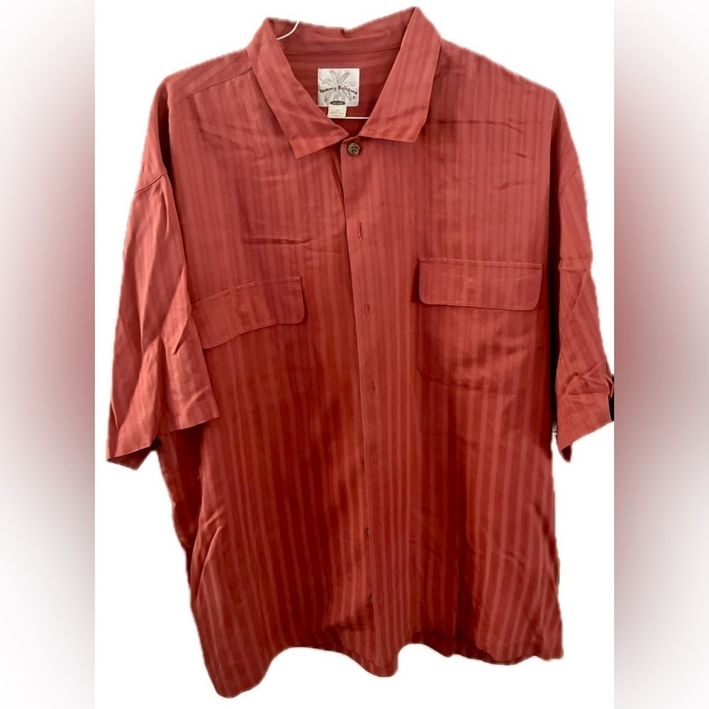 TOMMY BAHAMA RELAX Melon Silk Button Down Shirt, Size XL